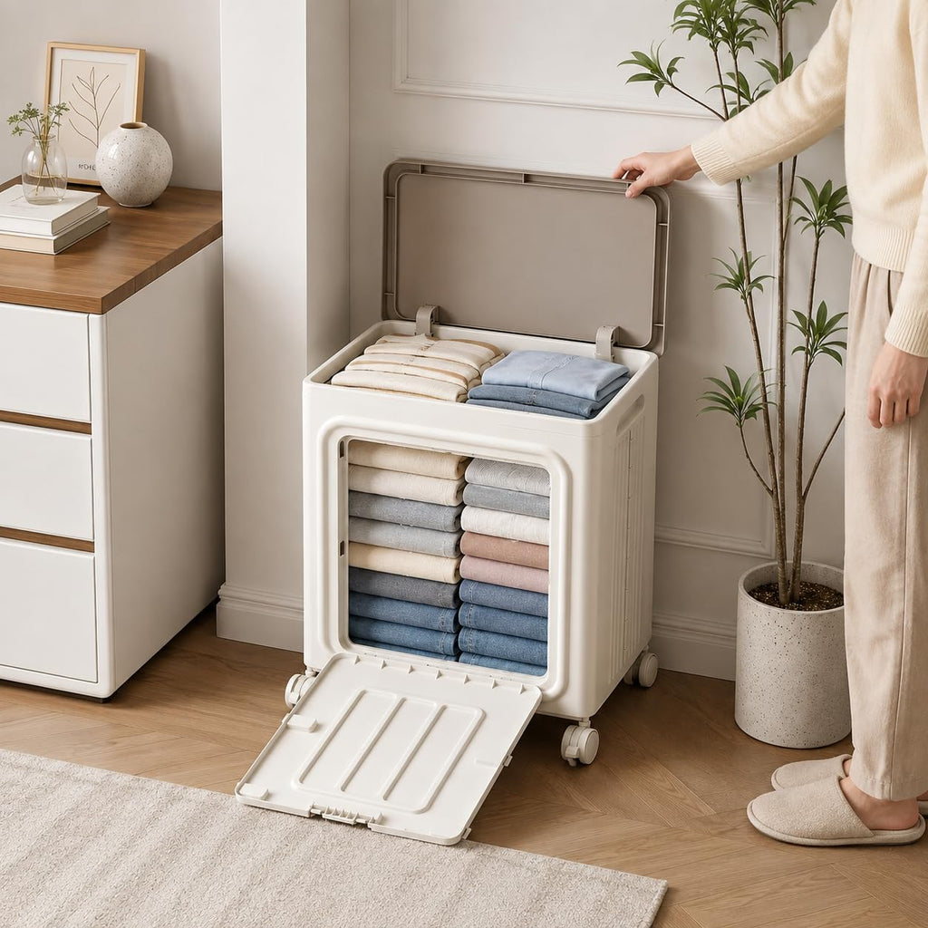 Rolling Laundry Hamper, Large Capacity with Lid & Wheels for Laundry