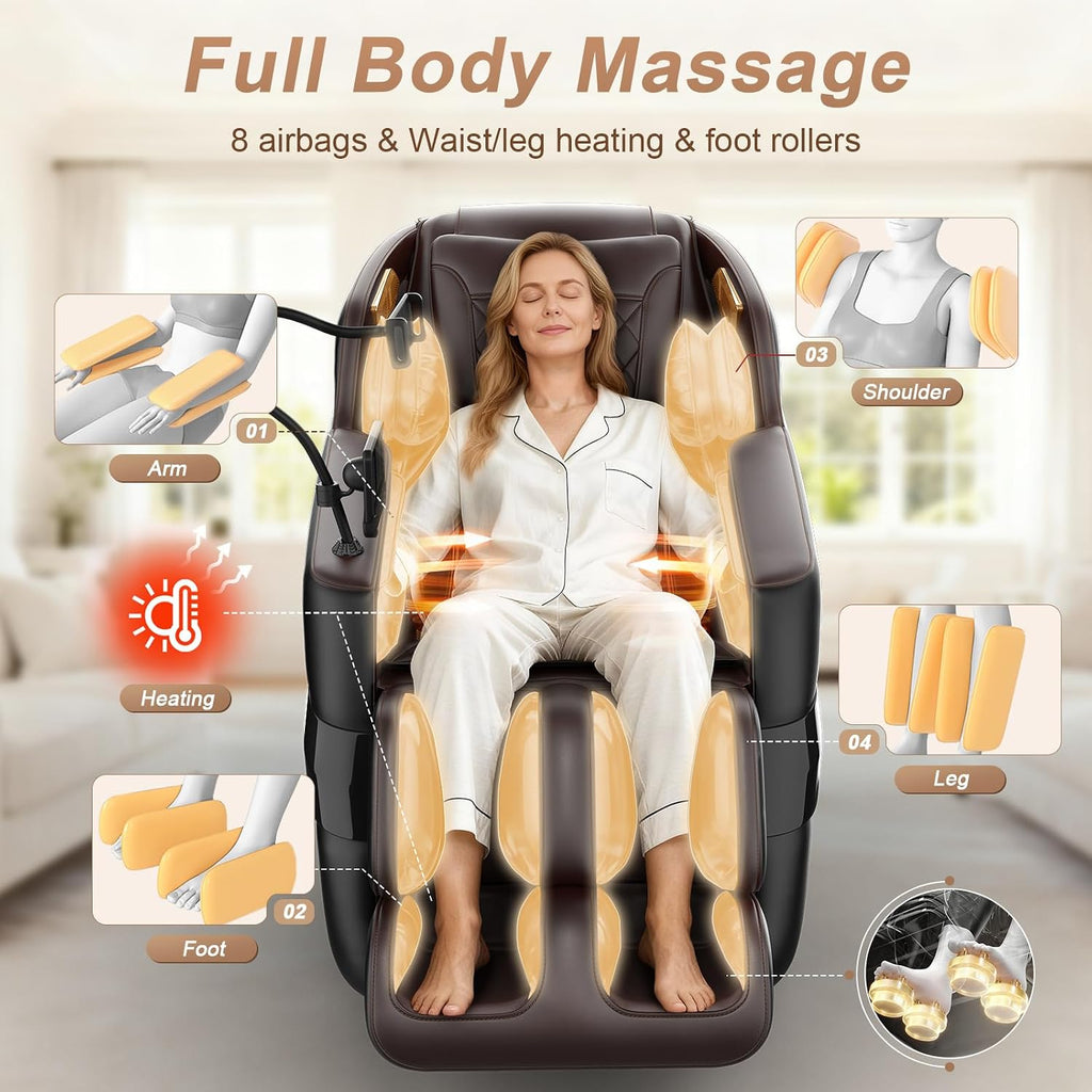 3D Massage Chair Full Body SL-Track, Body Scan, Shiatsu Recliner | Voice Control, Zero Gravity, 22 Programs, 16