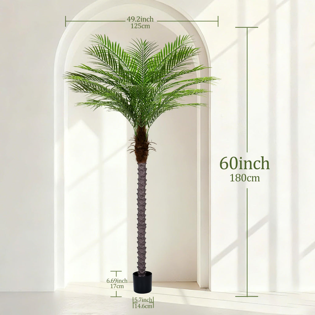 6ft Artificial Phoenix Palm Tree Tall Artificial Palm Trees with 18 Adjustable Leaves, Faux Phoenix Palm Plants for