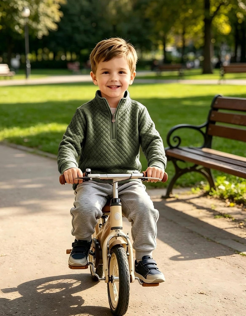 Toddler Boys Quarter Zip Quilted Sweatshirts Baby Kids High Neck Long Sleeve Pullover Shirt Clothes