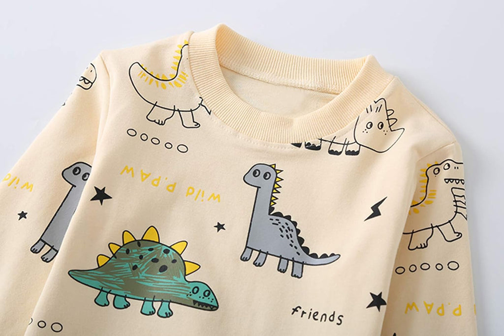 Toddler Baby Boy Clothing Sets Little Dinosaur Printed Long Sleeve Tops and Pants Kids 2pcs Outfits