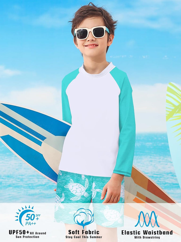 Boys Long Sleeve Rash Guard Swimsuit Pieces Bathing Suits Set