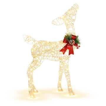 Lighted Christmas Reindeer, Outdoor 3D Standing Deer Decorations