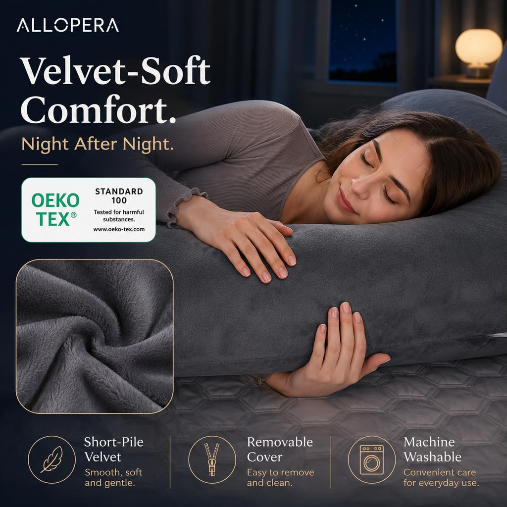 U Shape Pregnancy Pillow - Full Body Maternity Pillow for Sleeping | Side Sleeper Support for Back, Belly, Hip & Leg