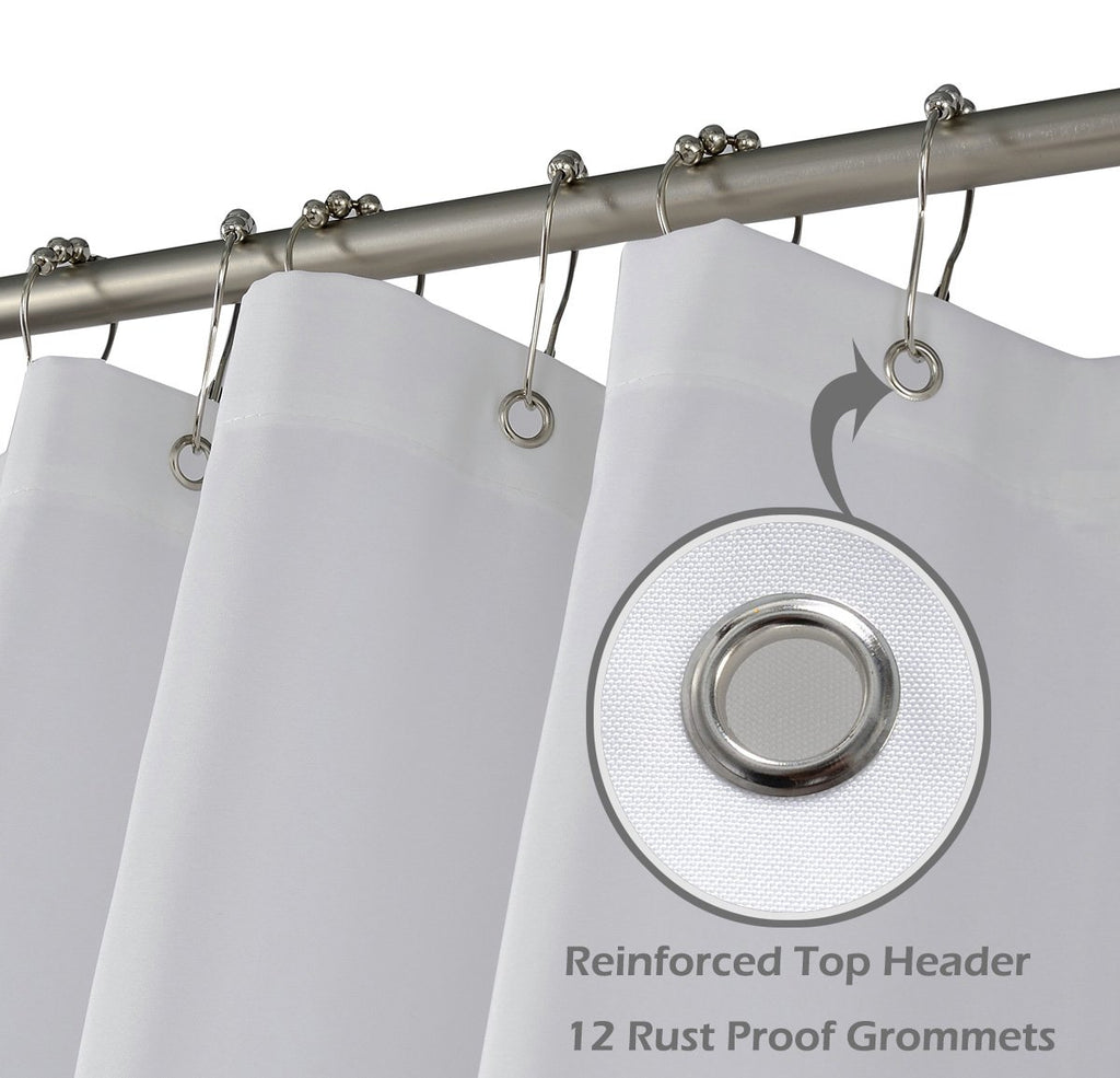 Fabric Shower Curtain Liner Extra Long 72 x 84 Inches, White