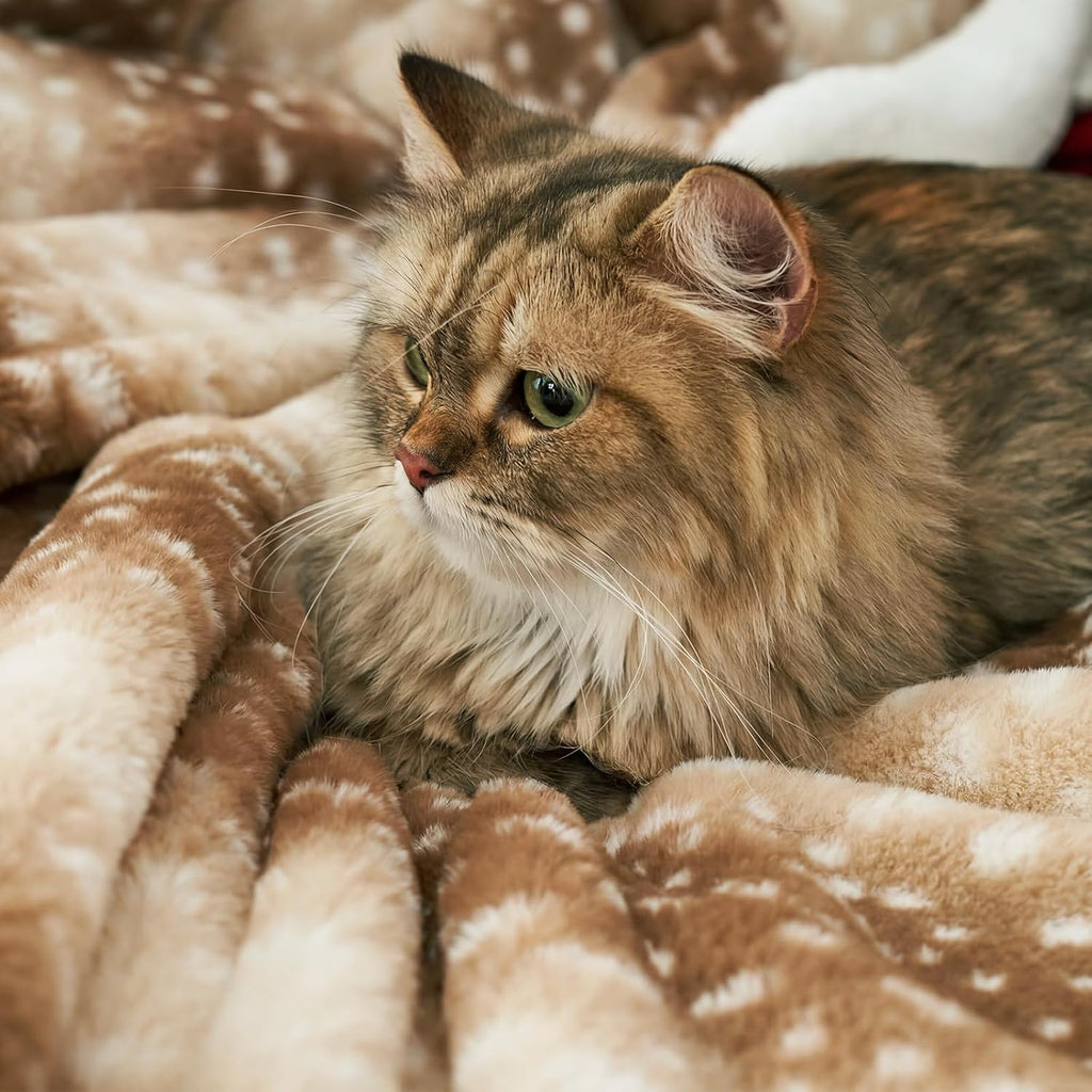 Luxury Faux Fur Throw Blanket Animal Striped Print, Non Shedding Double Sided Blankets Super Soft Fluffy Thick Warm