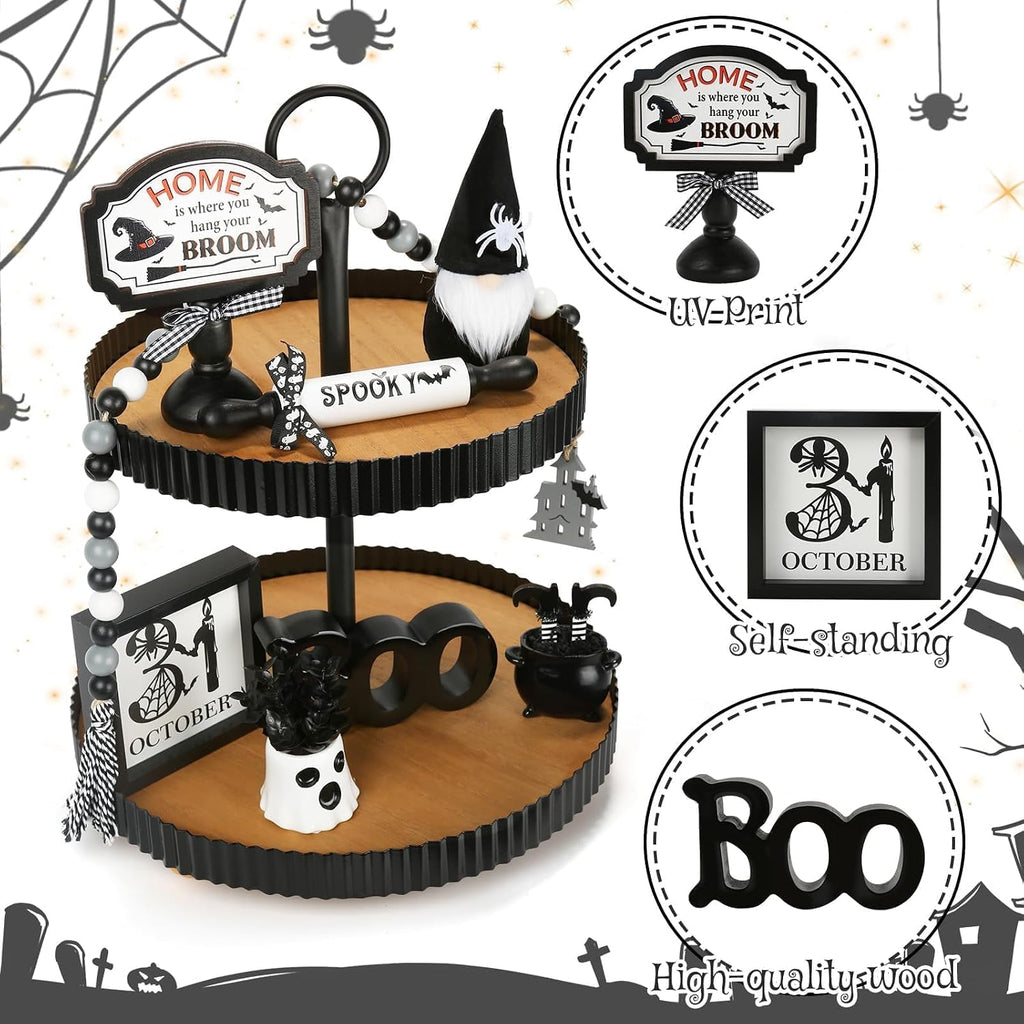 Halloween Decorations Farmhouse Tiered Tray Decor - Set of 8