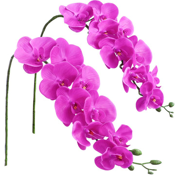 2pcs Faux Phalaenopsis Orchid Fake Artificial Flower with Stems, Real Touch Large Blooms 40 Inch for DIY Bouquets