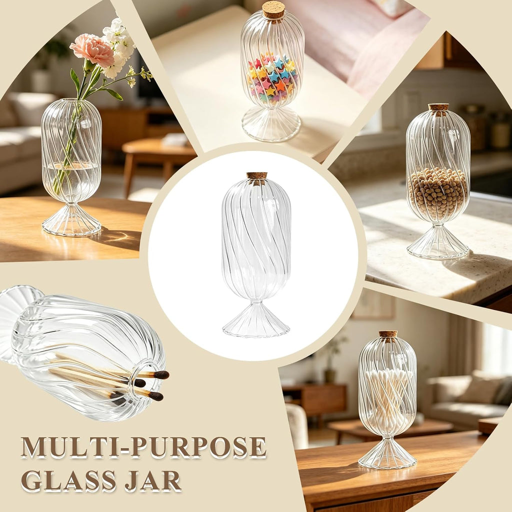 Large Glass Match Holder Decorative Match Stick Container Long Match Cloche