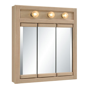 Richland Tri-View Medicine Cabinet, 24", White Oak
