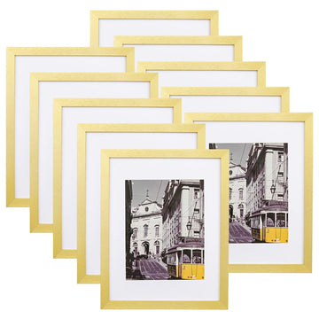 11x14 Picture Frames, Acrylic Cover, Gold, Set of 10