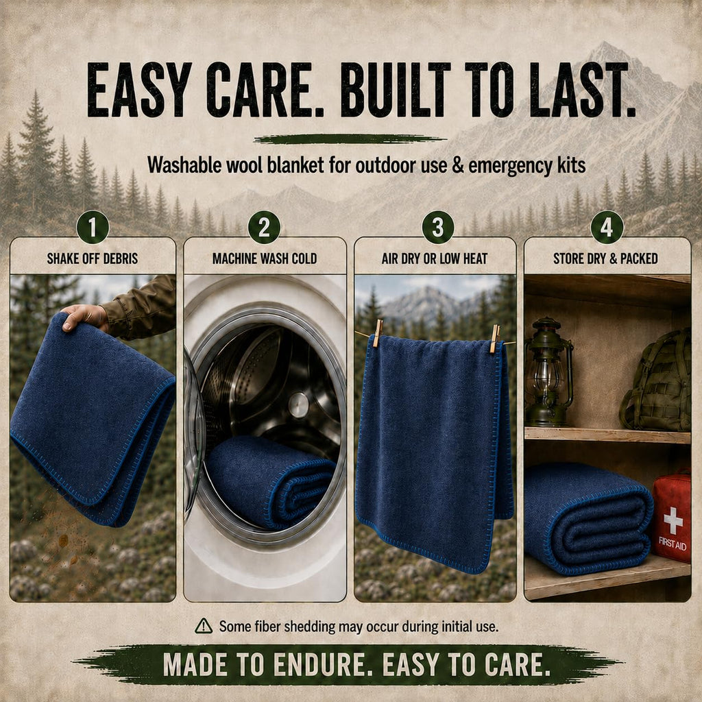 JMR Wool Camping Blanket 10-Pack, Fire Retardant Military, Navy (66x90)