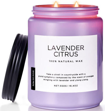 Lavender Citrus Candles Scented, 19.4oz Organic Soy Wax