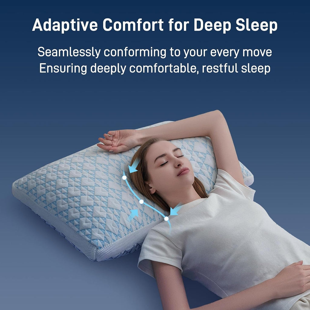 Shredded Memory Foam Soft Cooling Viscose Pillows Adjustable Hypoallergenic Hotel Quality Bed Pillows for Side, Back