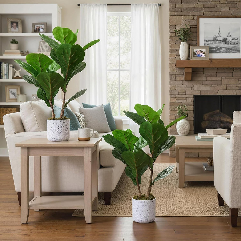 16 inch Faux Fiddle Leaf Fig Tree 2 Pack - Set of 2
