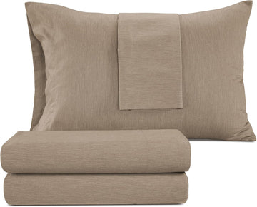Queen Bed Sheet Set, Cotton Blend Sateen Silky, Wrinkle Resistant, 4Pc