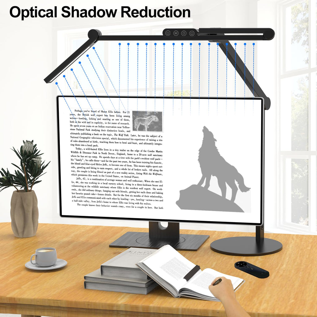 Architect Desk Lamp with Remote Control, Adjustable Led Desk Light with Base, 24W Bright Auto Dimming Table Light