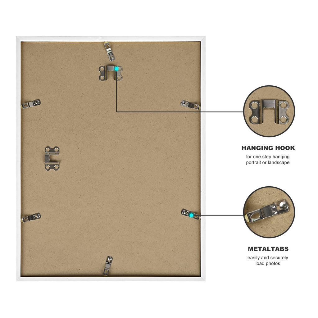 12x16 Picture Frame with Mat Distressed White, Country Rustic Style Photo Frame Set of 6 with Removable 8.5 x 11 Mat