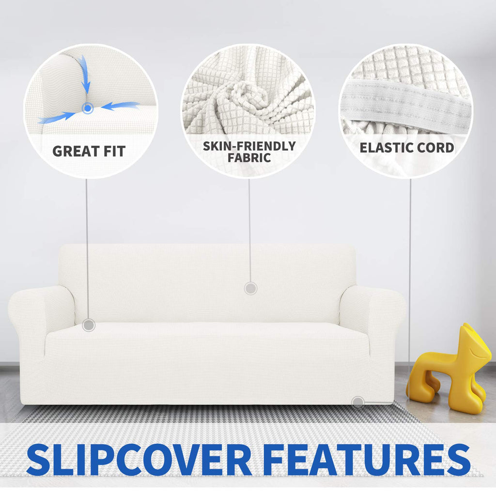 Super Stretch Couch Cover for 3 Cushion Couch, 1-Piece Universal Sofa Covers Living Room Jacquard Spandex Furniture