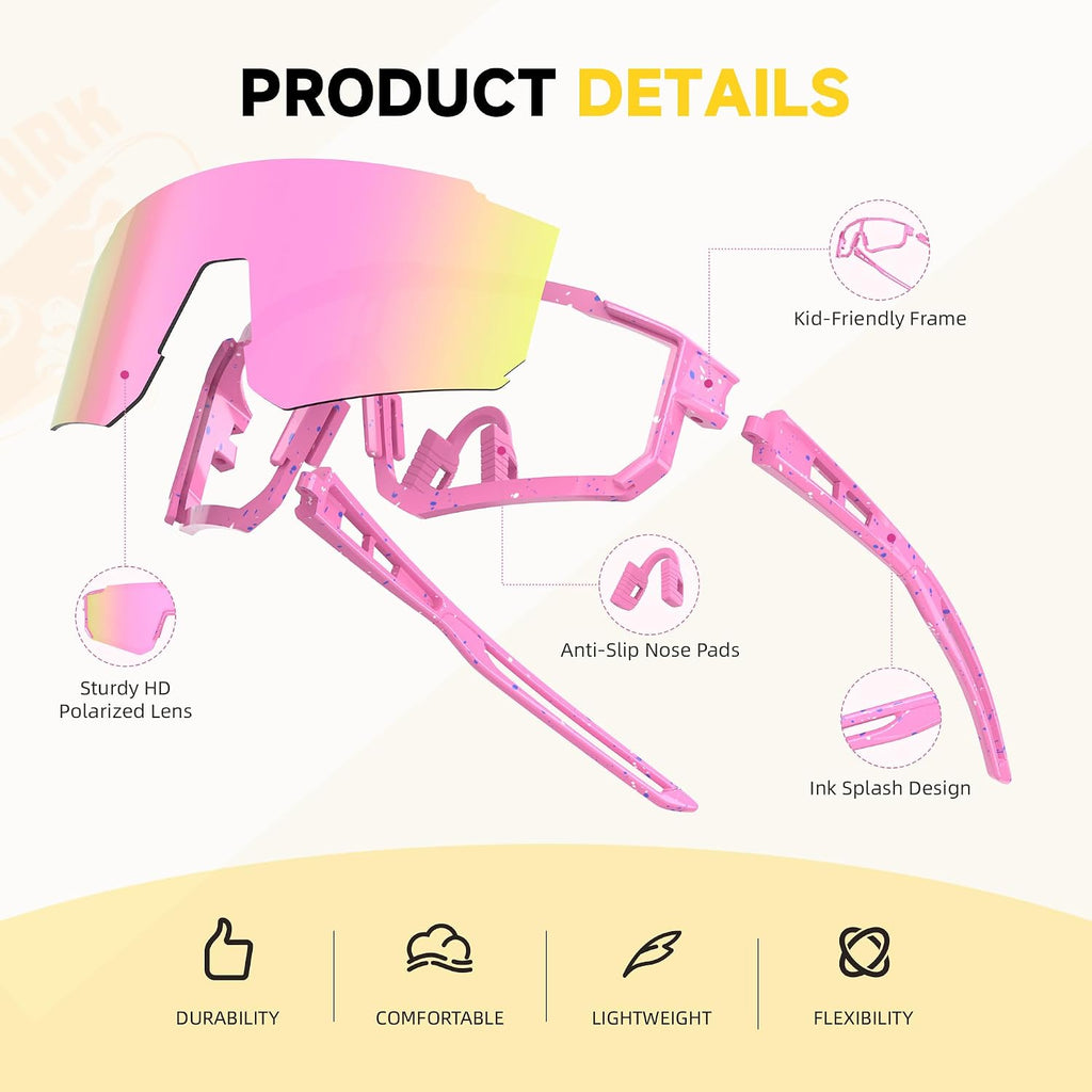 Kids Polarized Sunglasses for Boys & Girls, Youth Baseball Softball Cycling Sports Sunglasses UV Protection