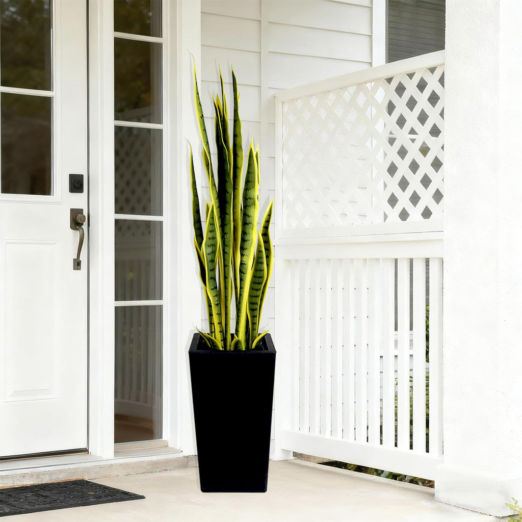 3. Artificial Snake Plant with Tall Planter, 24 PVC Lifelike Leaves, 45in Faux Sansevieria for Indoor Home &