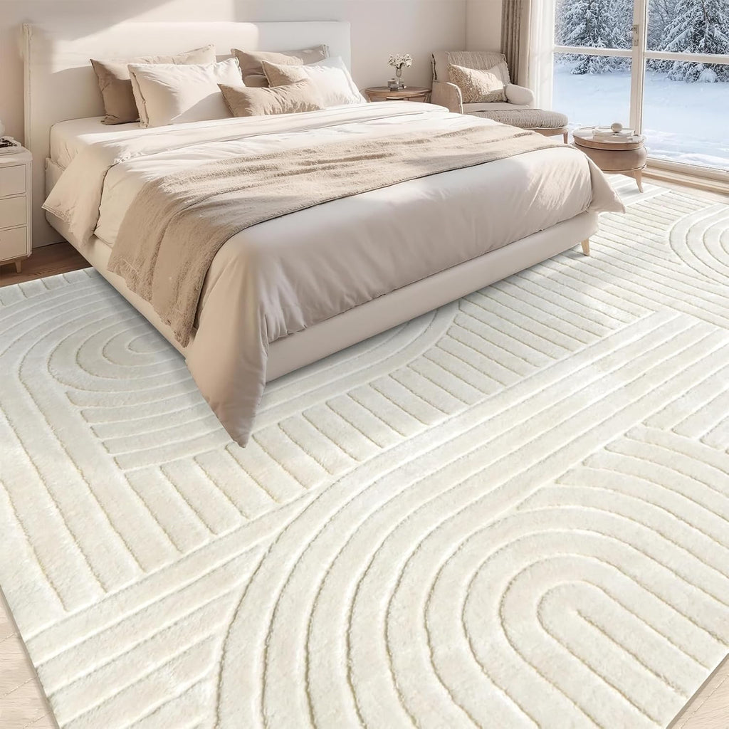 Beige Solid Area Rug, Washable Rugs Bedroom