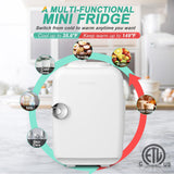 Mini Fridge, 4 Liter/6 Can Portable Cooler and Warmer Personal Refrigerator for Skin Care, Cosmetics, Beverage