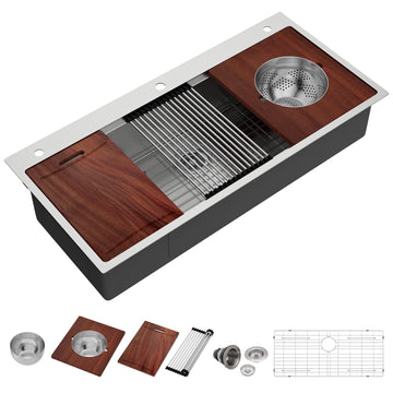 45 Inch Drop In Workstation Sink 45"x22" Topmount Kitchen Sink