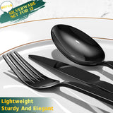 60 Pieces Black Silverware Set, Premium Stainless Steel Flatware Set for 12
