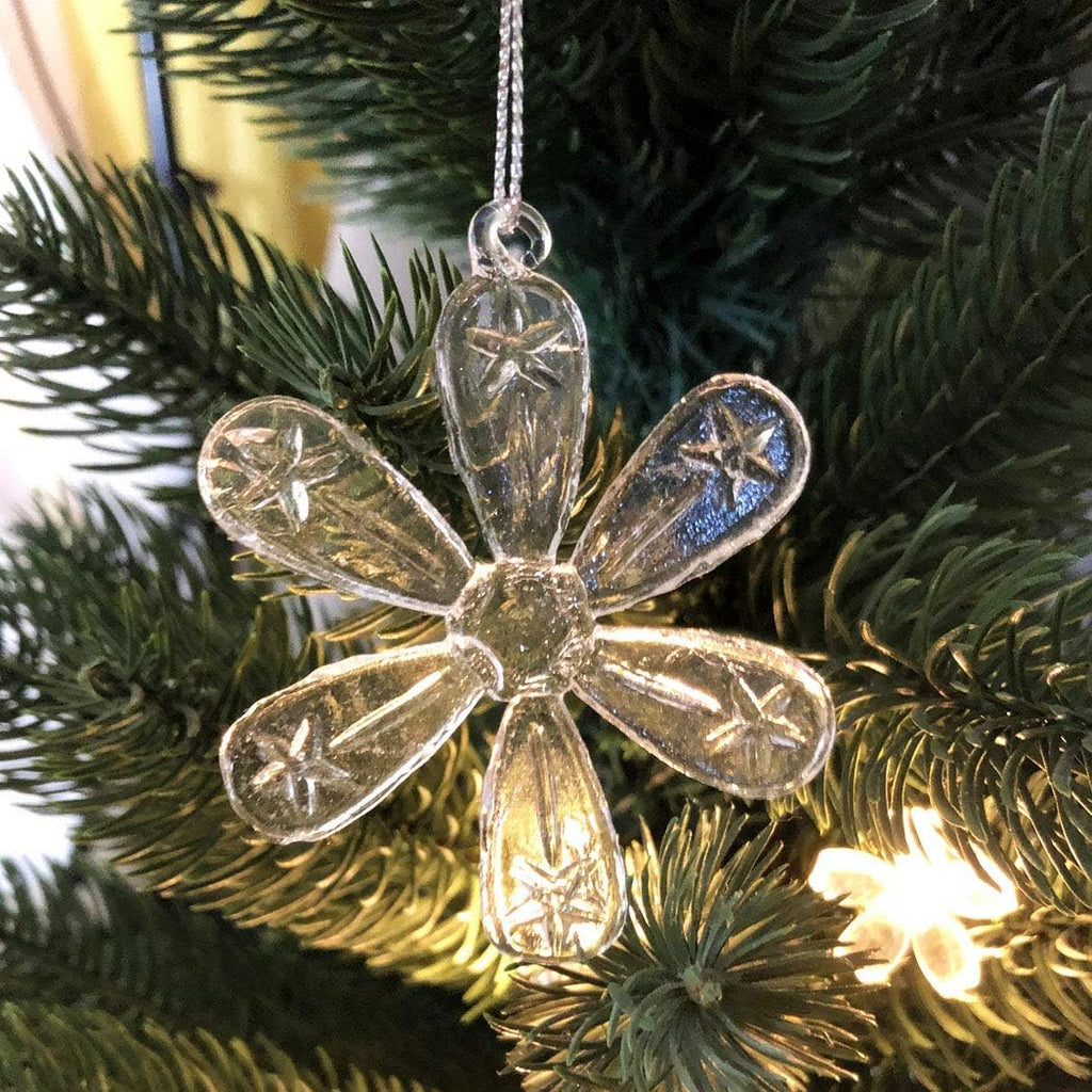 Clear Glass Snowflake Ornament Winter Christmas Tree Hanging Decorations (12 Pieces).