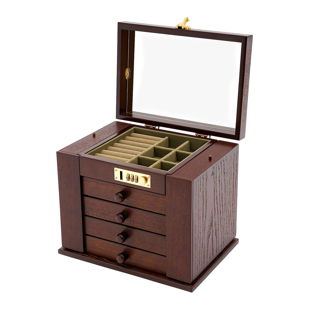 Extra Large 5 Layers Wooden Jewelry Box Jewelry Case Cabinet Armoire Ring Necklacel Gift Storage Box Organizer(5