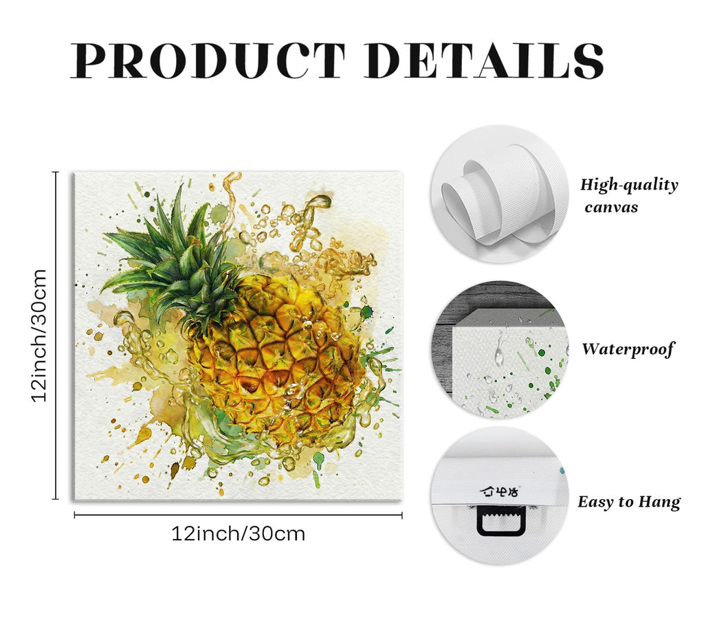 Modern Farmhouse Kitchen Canvas Wall Art Vegetable Decor 12" x 12"