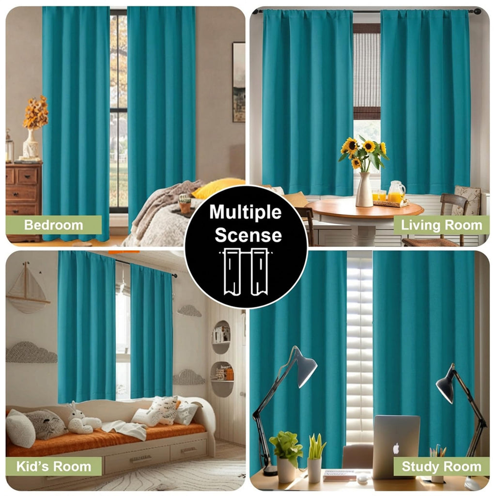 Teal Blackout Curtains Living Room 72 Inch Long 2 Panels