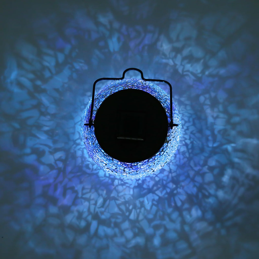 Outdoor Solar Lantern Waterproof Mosaic Glass Hanging Garden Light