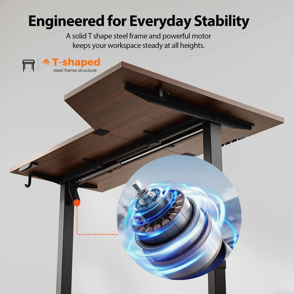 55 x 32 Inch Corner L Shaped Electric Standing Desk, Dark Walnut