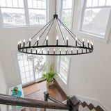 Black Extra Large Wagon Wheel Chandelier, 60 inch 30 Lights Farmhouse Chandelier, Industrial Candle Round Pendant Light Fixture for High Ceiling Living Room Dining Room Entryway A105-B0CXXPC72R
