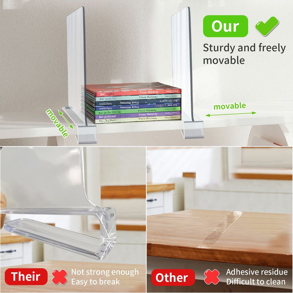 Acrylic Shelf Dividers, 12 Pack Clear Organizers for Closet Organization