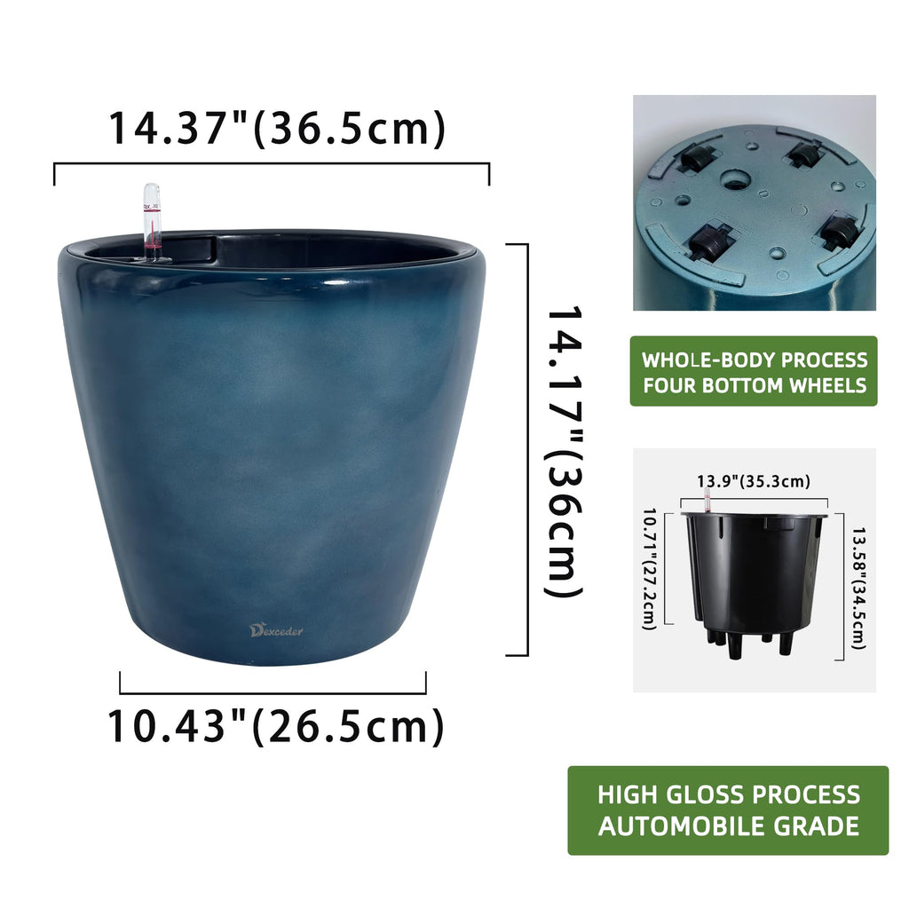 15x14 Self Watering Planter with Wheels (Grayish Green Gradient)