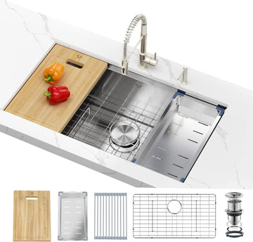 Kitchen Sinks 33x19 inch Workstation Undermount Sink Stainless Steel Sink 16 Gauge Single Bowl Kitchen Sinks with