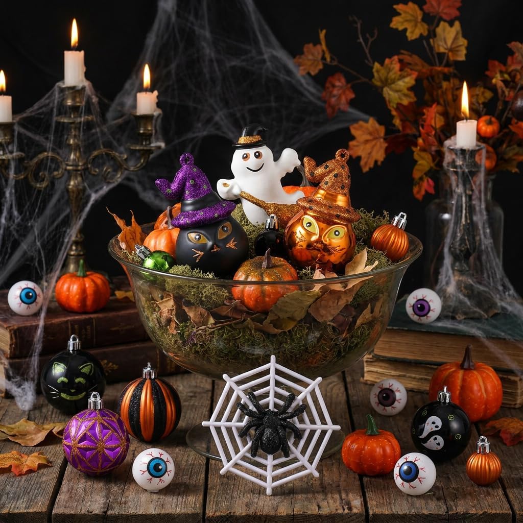 Large Halloween Ornaments Shatterproof Tree Decorations - Set of 40