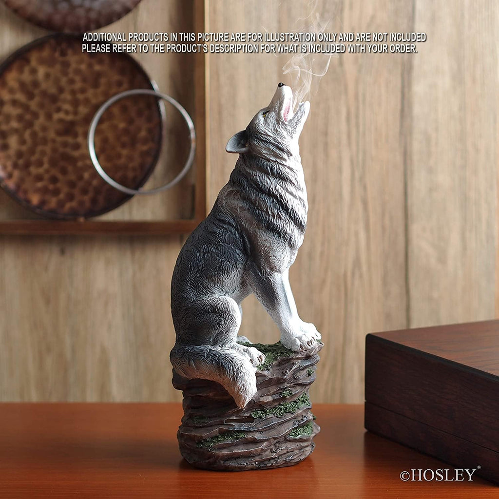 Incense Burner, Cone Incense Holder, Resin Wolf Décor 12 Inch Height, Aromatic Ambiance, Ideal Décor, Office