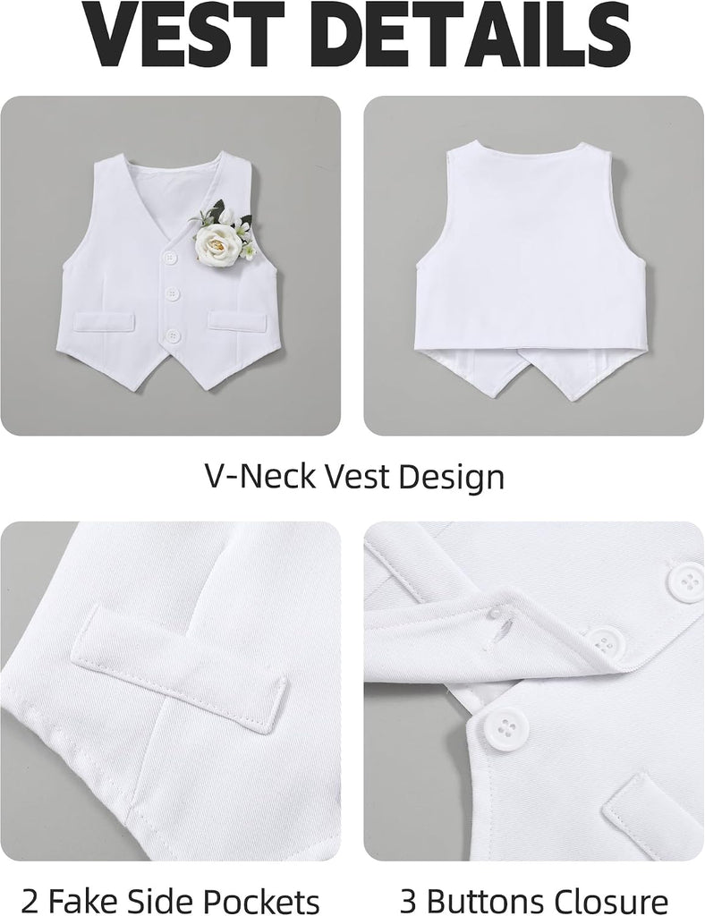 Baby Boy Baptism Outfit Suit Set Formal Infant Tuxedo