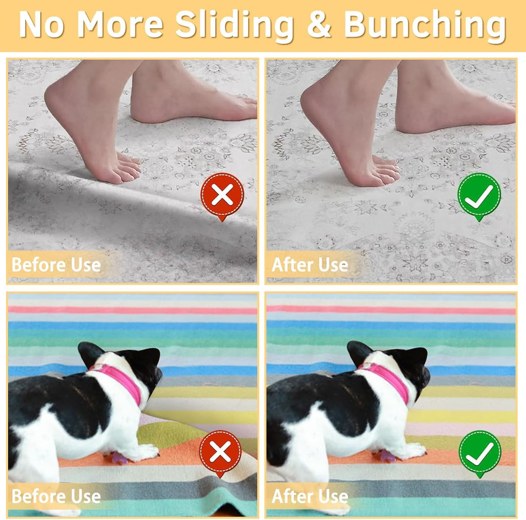 8x10 ft Rug Pad, Waterproof & Non Slip Rug Pads Felt + Rubber Backing, Under Rug Carpet Non Slip Pad for Hardwood - Set of 80