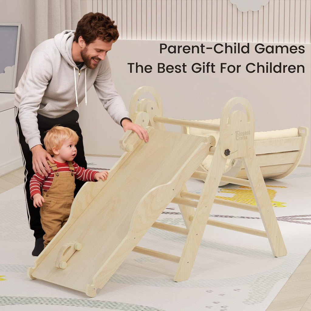 Triangle Set with Cushion, Montessori Climbing Set, Indoor Climb Toys, Indoor Playground Jungle Gyms, 9 Combinations