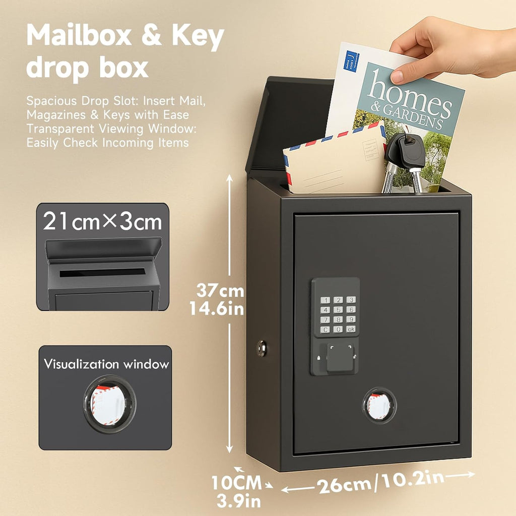 Mailbox with Electronic Lock, Locking Mail Boxes Business Suggestion Box, Key Drop Box