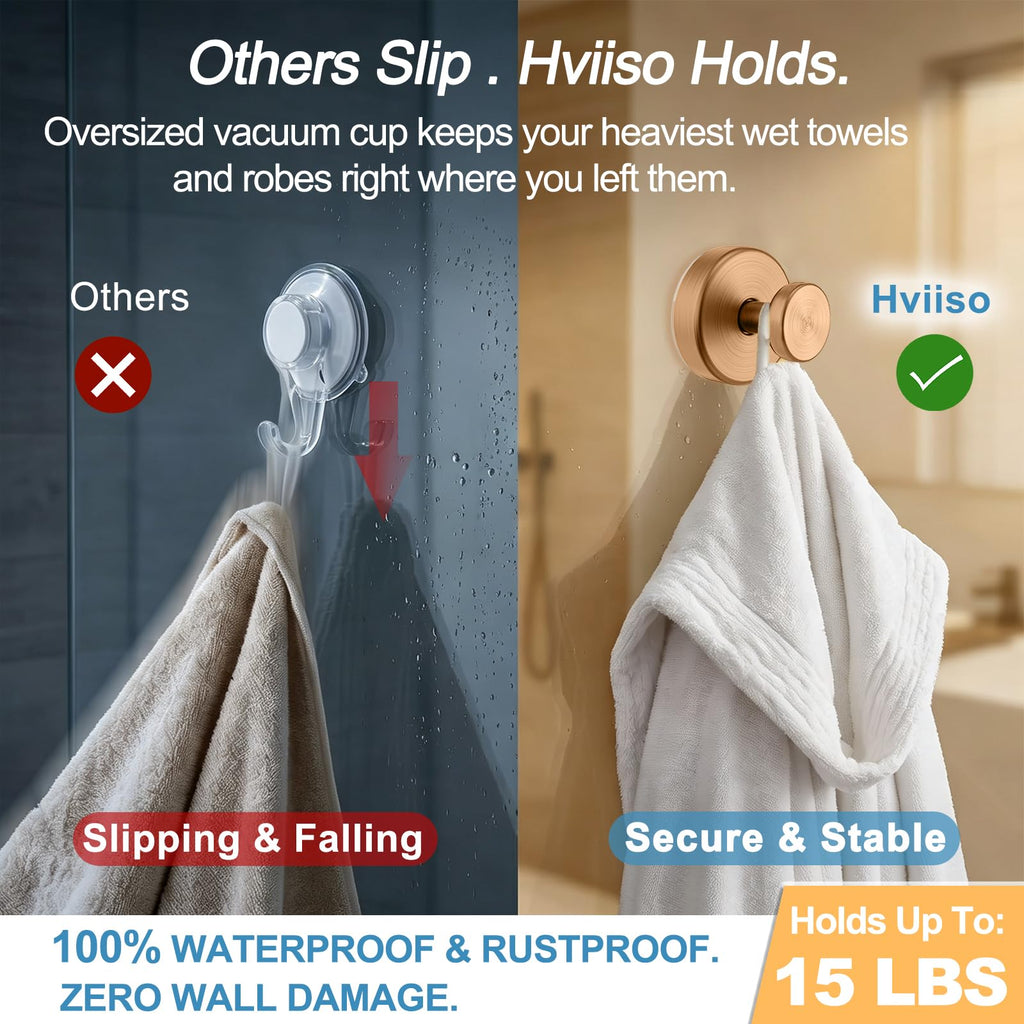 Suction Cup Hooks for Shower, No Drill Towel Hooks