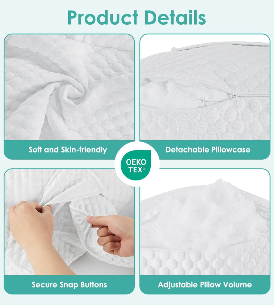Pregnancy Pillow Cooling for Sleeping Adjustable Support Maternity Pillow | Wedge Pregnancy Pillow, W-Shaped For