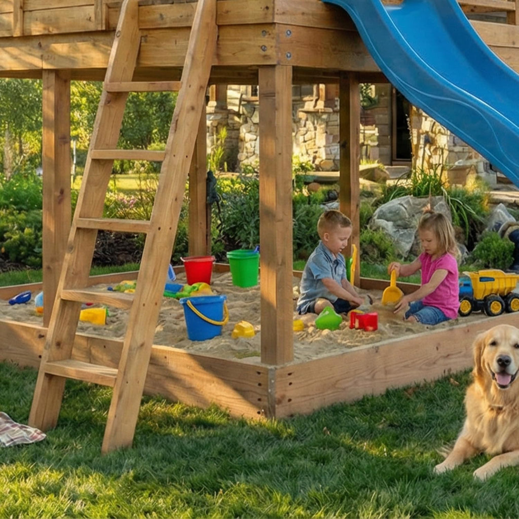 Living Today 9ft.x7ft. Cozy Cabin Playhouse with Sandbox | Western Red Cedar