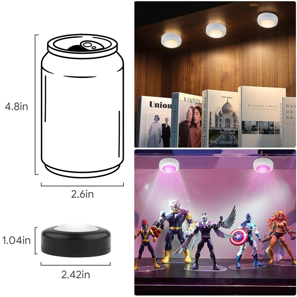 12 Pack LED Puck Lights Remote Control 16 Color Changeable Under Cabinet Lights, Battery Operated Lights Night Light