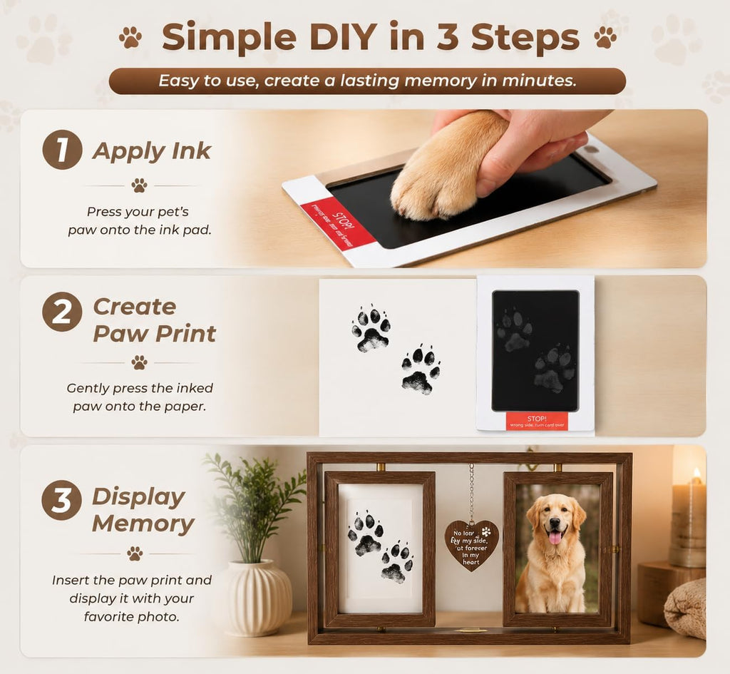 Pet Memorial Frame - 360° Rotating Double Sided 4x6 Photo Frame
